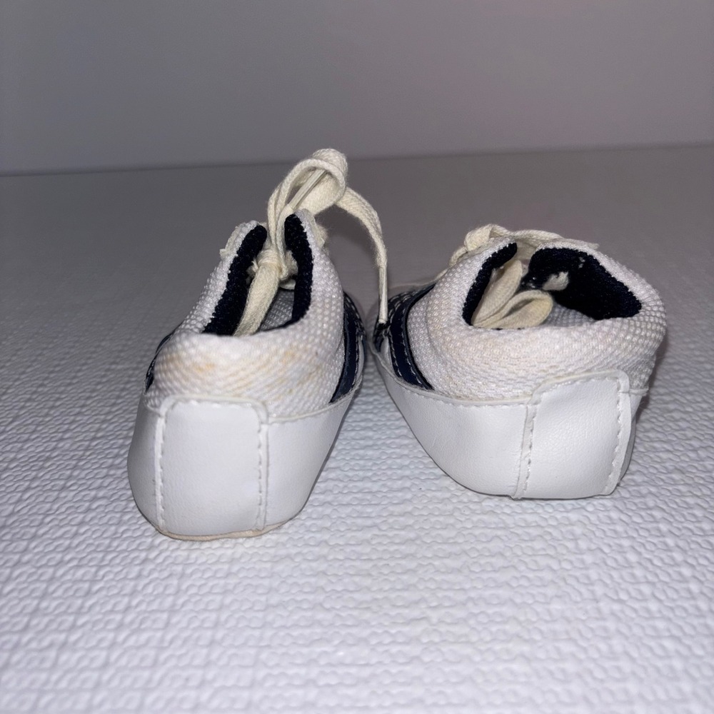 Baby Athletic Sneakers White and Blue Infant Shoes Size 2 Toddler Kids - Picture 4 of 5